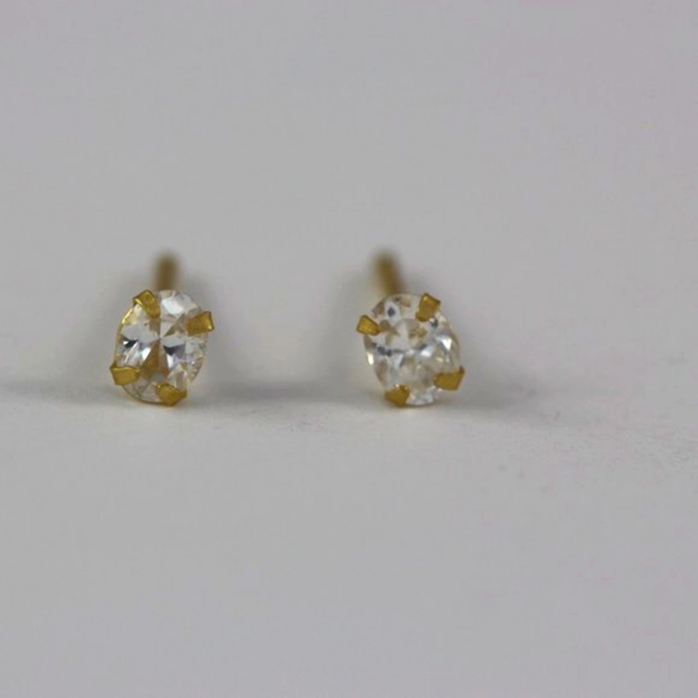 White Oval Stud Earrings 14K Gold Plated Sterling Silver Minimalist Gift